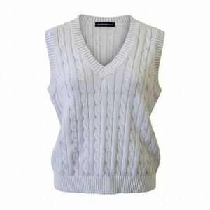 Brandy Melville Gray V-Neck Cable Knit Women's Sweater Vest